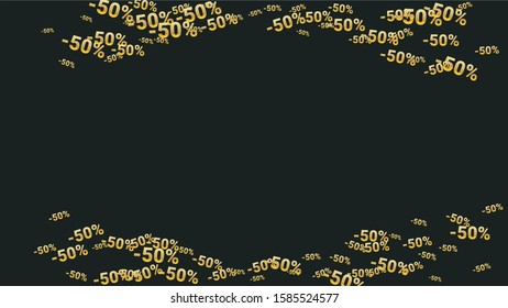 Percent Sings on Dark Background. Black Poster with Silver Percent Sings and Snowflakes. Vector Discount Sale Background.
