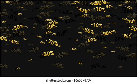 El porcentaje canta sobre fondo oscuro. Afiche negro con un porcentaje de canto plateado y copos de nieve. Fondo de ventas de descuento de vectores.