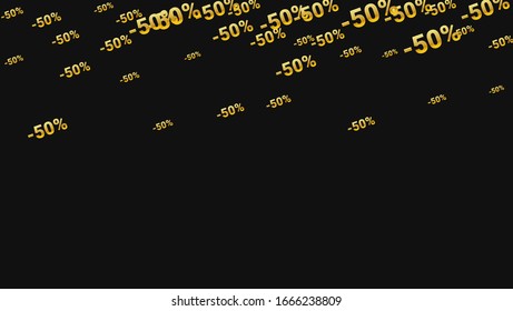 Percent Sings on Dark Background. Black Poster with Silver Percent Sings and Snowflakes. Vector Discount Sale Background.