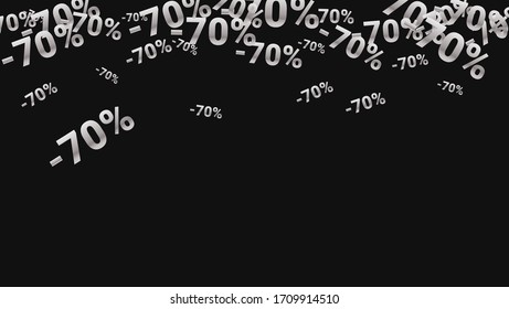 Prozent singt auf dunklem Hintergrund. Schwarzes Poster mit Silver Percent Sings und Schneeflocken. Vektorillustration Rabatt Verkauf Hintergrund.