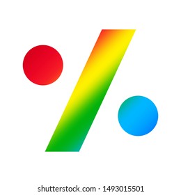 percent symbol alphabet rainbow colors isolated on white, colorful logotype font of percent icon, percent alphabet shape sign for typography graphic design, logo simple percent rainbow colors