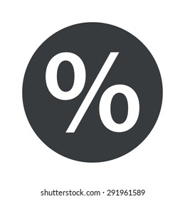 Percent symbol in black circle, isolated on white