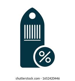 percent symbol in commercial tag silhouette style vector illustration design