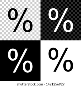 Percent symbol discount icon isolated on black, white and transparent background. Sale percentage - price label, tag. Vector Illustration