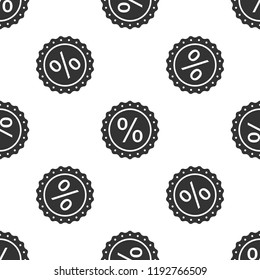 Percent symbol discount isolated icon seamless pattern on white background. Sale percentage - price label, tag. Flat design. Vector Illustration