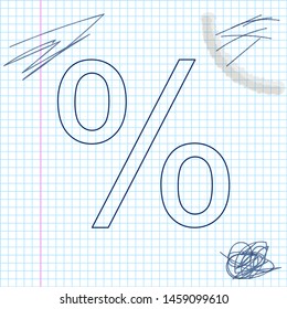 Percent symbol discount line sketch icon isolated on white background. Sale percentage - price label, tag. Vector Illustration