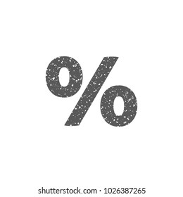 Percent symbol icon in grunge texture. Vintage style vector illustration.