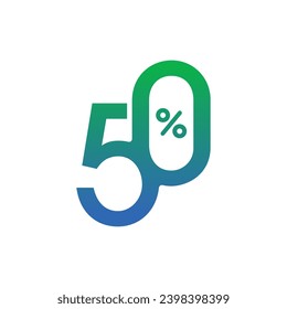 percent symbol and number 50. gradient 50 percent concept. 50 percent concept for education, business, economy world
