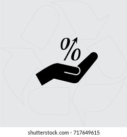 Percent symbol on the hand vector illustration 