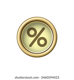 Percent Symbol on a vintage golden typewriter button.