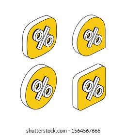 Percent symbol set. Vector 3d isometric, color web icon, new flat style. Creative illustration design, idea for infographics.