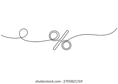 Percent symbol in square frame continuous one line drawing minimalist vector illustration