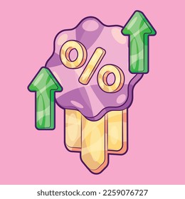 Percent Symbol mit Starburst Form. Vektorgrafik mit Rabattfunktion erhöhen