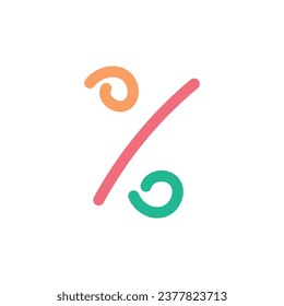 Percent symbol vector doodle handwriting concept.