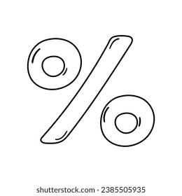 Percent symbol vector icon in doodle style. Symbol in simple design. Cartoon object hand drawn isolated on white background.