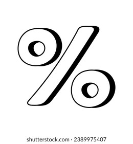 Percent symbol vector icon in doodle style. Symbol in simple design. Cartoon object hand drawn isolated on white background.