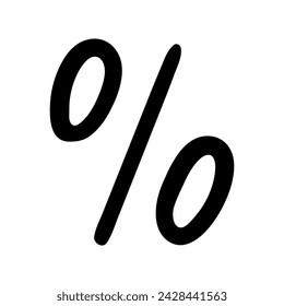 Percent symbol vector icon in doodle style. Symbol in simple design. Cartoon object hand drawn isolated on white background.