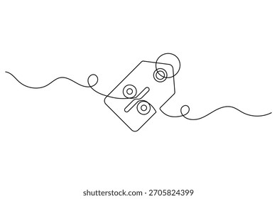 Símbolo de porcentaje en el marco de Vertical Ilustración vectorial minimalista de dibujo de una línea continua