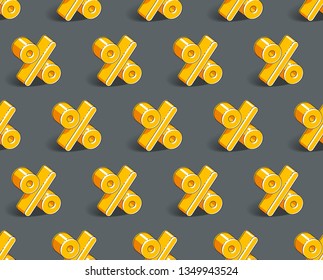 Percent symbols seamless background, backdrop for taxes or accounting website, vector wallpaper or web site background.