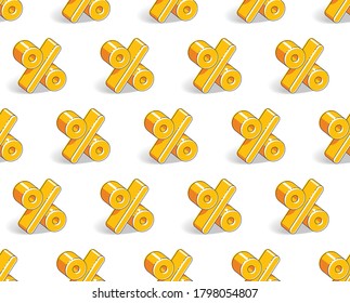 Percent symbols seamless background, backdrop for taxes or accounting website, vector wallpaper or web site background.