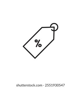 Percent tag outline icon. Discount price label simple illustration for web and app..eps