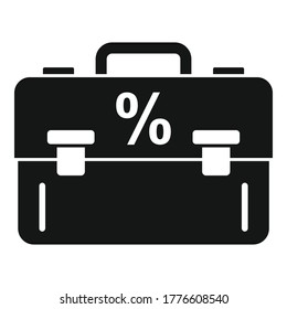 Icono de caso de impuesto porcentual. Ilustración simple del icono del vector de mayúsculas y minúsculas para el diseño web aislado en fondo blanco