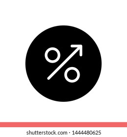 Up percent vector icon, commerce symbol. Simple, flat design for web or mobile app