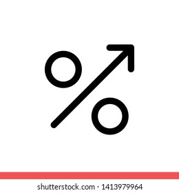 Percent up vector icon, growth symbol. Simple, flat design for web or mobile app