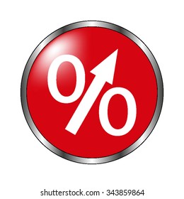 percent - vector icon  on the red button