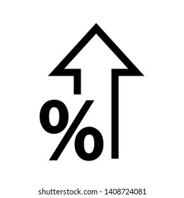 Percent up vector icon, rate increase illustration.