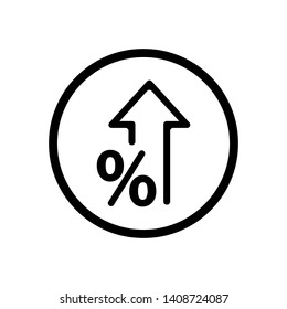 Percent up vector icon, rate increase illustration.