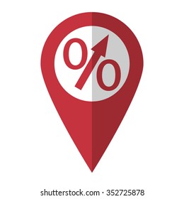 percent - vector icon; red map  pointer