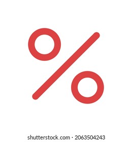 Icono de vector porcentual. Símbolo rojo
