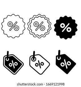 conjunto de iconos de vector por ciento. colección de signos de ilustración de descuento.