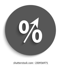 percent - vector icon with shadow on a round grey button
