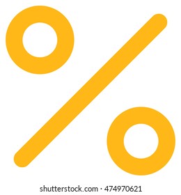 Percent vector icon. Style is outline flat icon symbol, yellow color, white background.