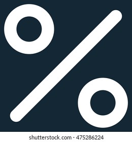 Percent vector icon. Style is outline flat icon symbol, white color, dark blue background.