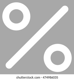 Percent vector icon. Style is stroke flat icon symbol, white color, silver background.