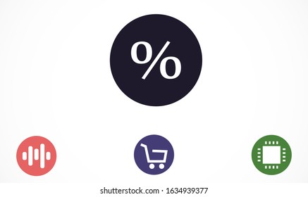 Percent vector icon.Percentages for the badge sticker. Percentages for icon purchases. Percentage of the discounts icon.10 eps icon
