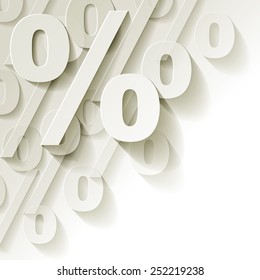 Percent white paper corner on white background