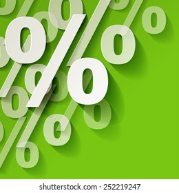 Percent white paper corner on green background