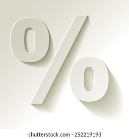 Percent white paper  on white background