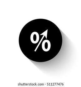 percent - white vector icon  with shadow