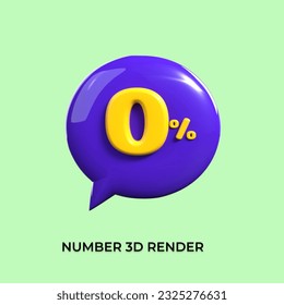 percentage 3d number 0% bubble sale yellow purple
