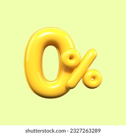 percentage 3d number 0% sale yellow , discount, banner element