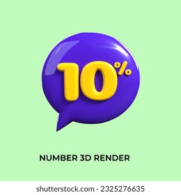 percentage 3d number 10% bubble sale yellow purple
