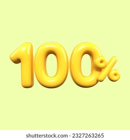 percentage 3d number 100% sale yellow , discount, banner element