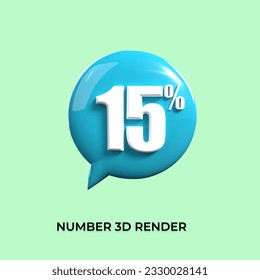 percentage 3d number 15% green blue white 