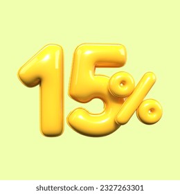 porcentaje 3d número 15% venta amarillo , descuento, elemento de banner