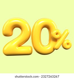 porcentaje 3 d número 20% venta amarillo , descuento, elemento de banner